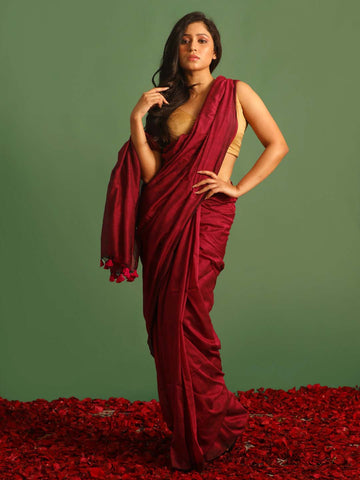 MAGENTA HARMONY (BENGAL HANDLOOM COTTON BLEND SAREE)