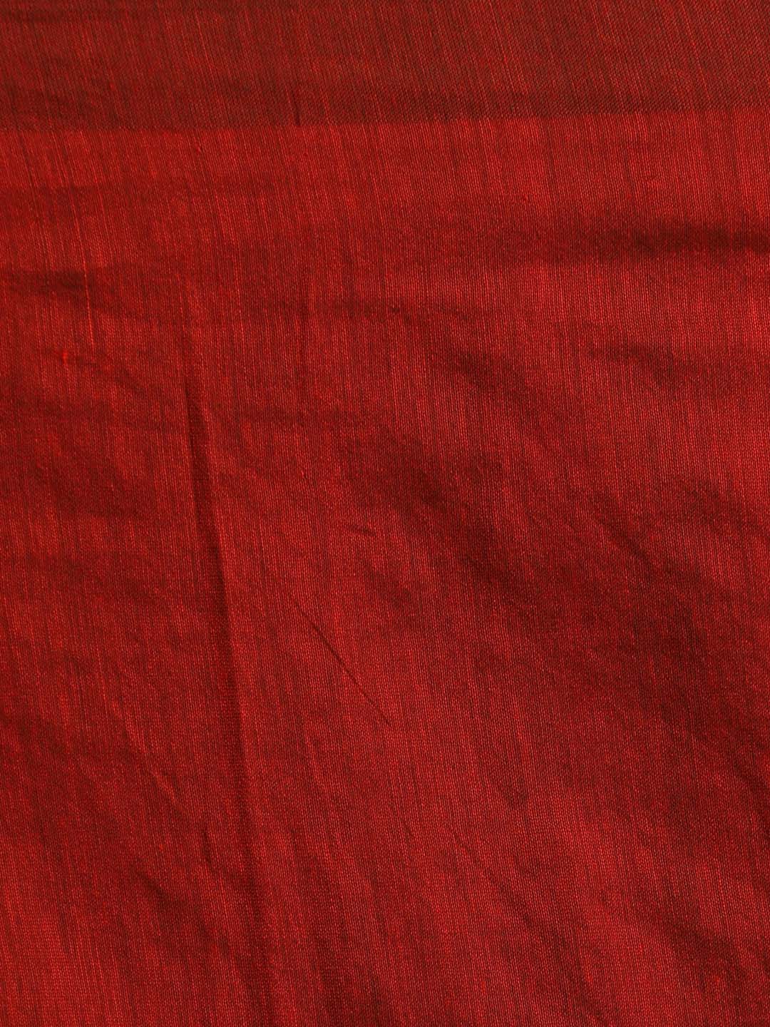 Indethnic Red & Black Cotton Blend Solid Design Sarees - Saree Detail View