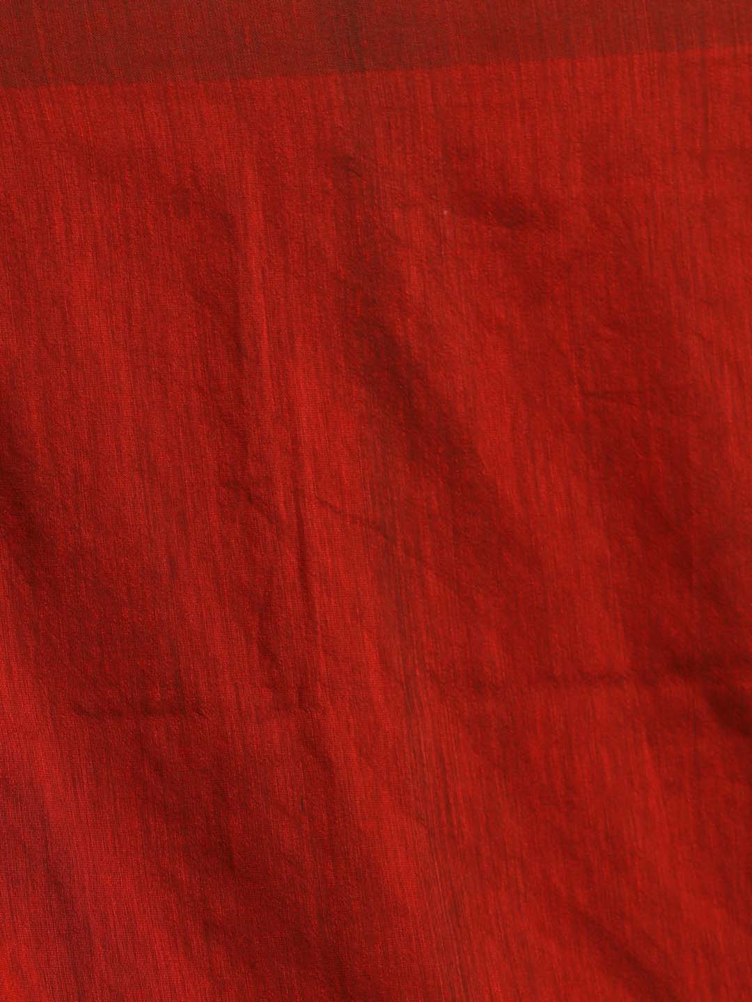 Indethnic Red & Grey Cotton Blend Solid Design Sarees - Saree Detail View