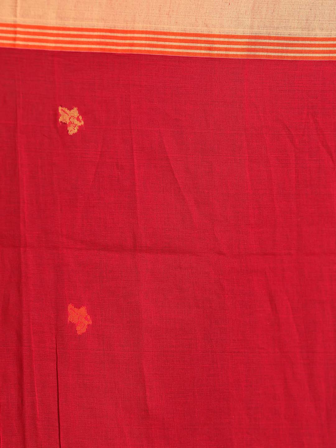 Indethnic Red Pure Cotton Ethnic Motifs Design Jamdani - Saree Detail View