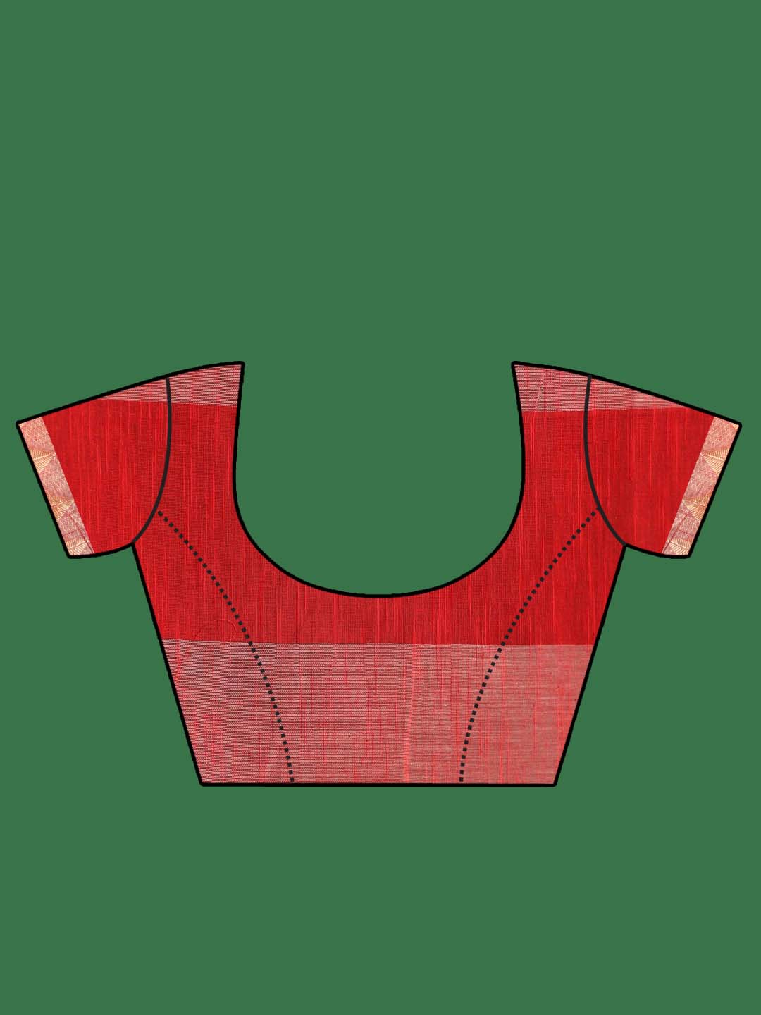 Indethnic Red Pure Cotton Checked Design Jamdani - Blouse Piece View