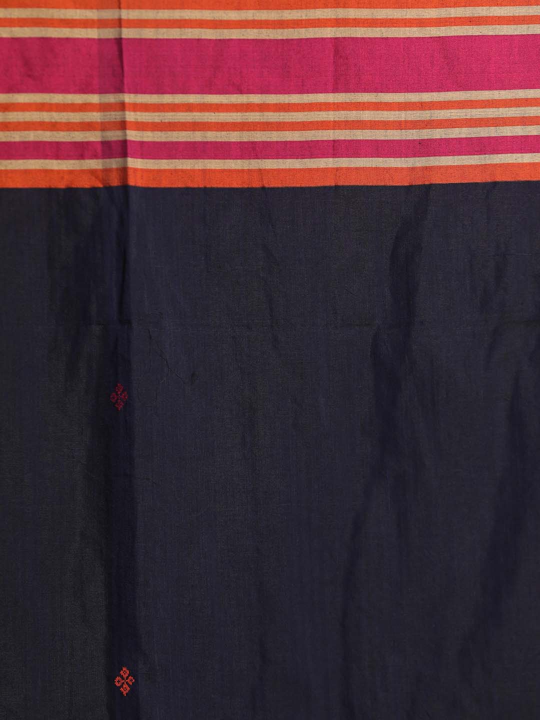 Indethnic Navy Blue Pure Cotton Ethnic Motifs Design Jamdani - Saree Detail View