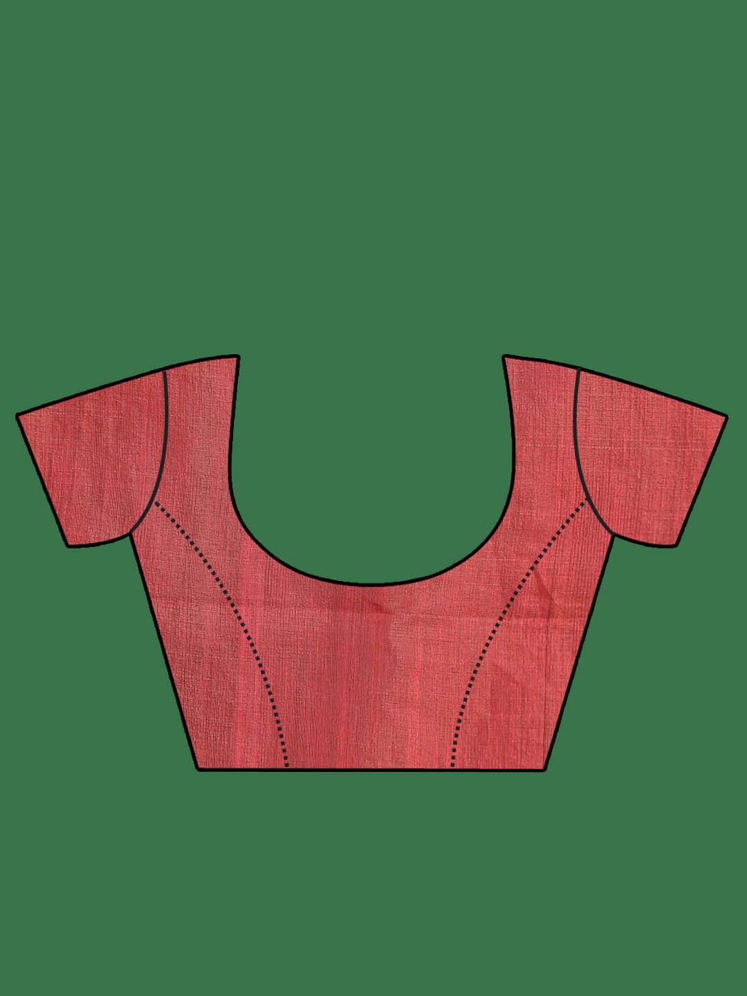 Indethnic Coral Cotton Blend Ethnic Motifs Design Jamdani - Blouse Piece View