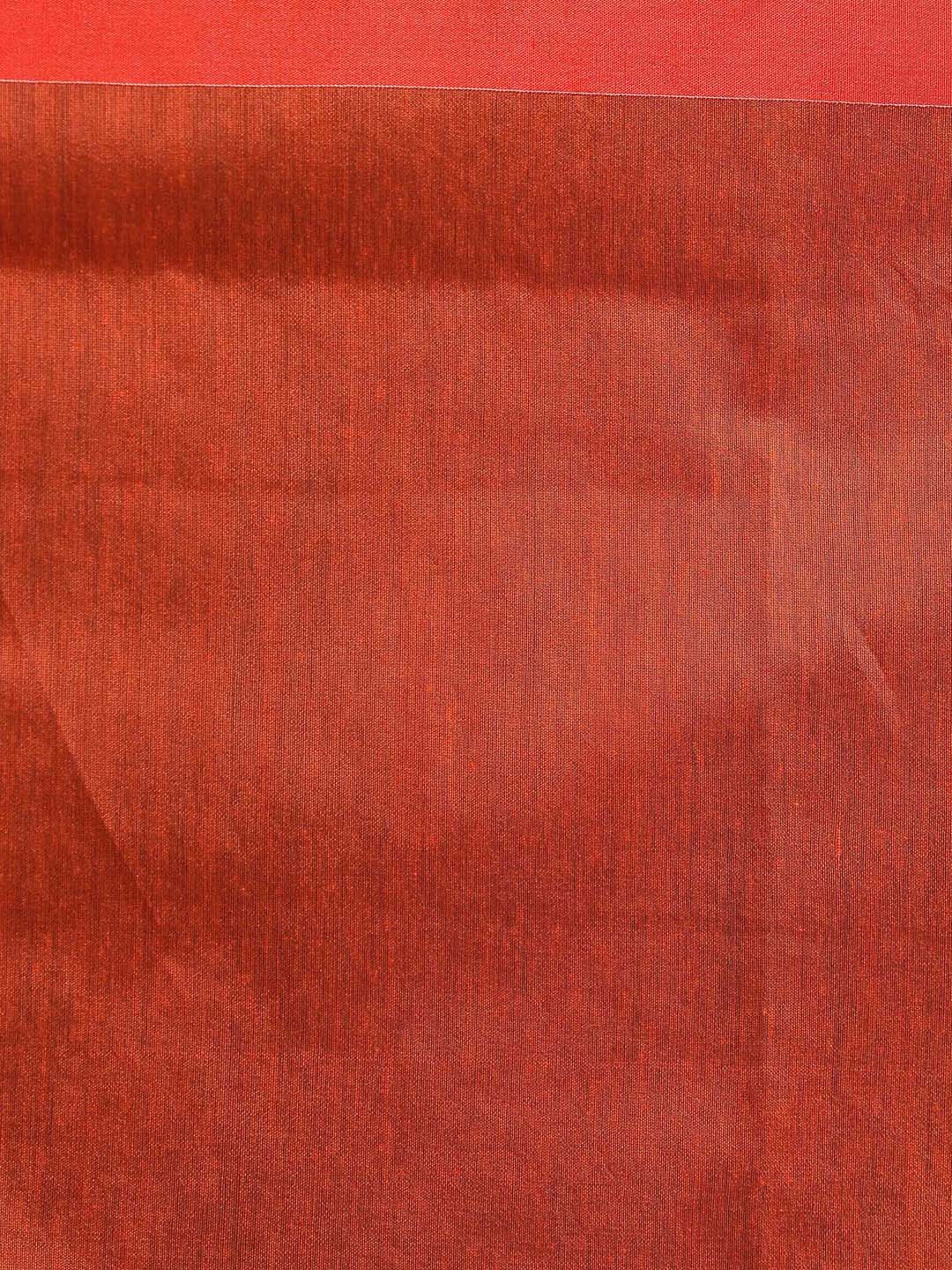 Indethnic Magenta and Orange Solid Colour Blocked Saree - Saree Detail View