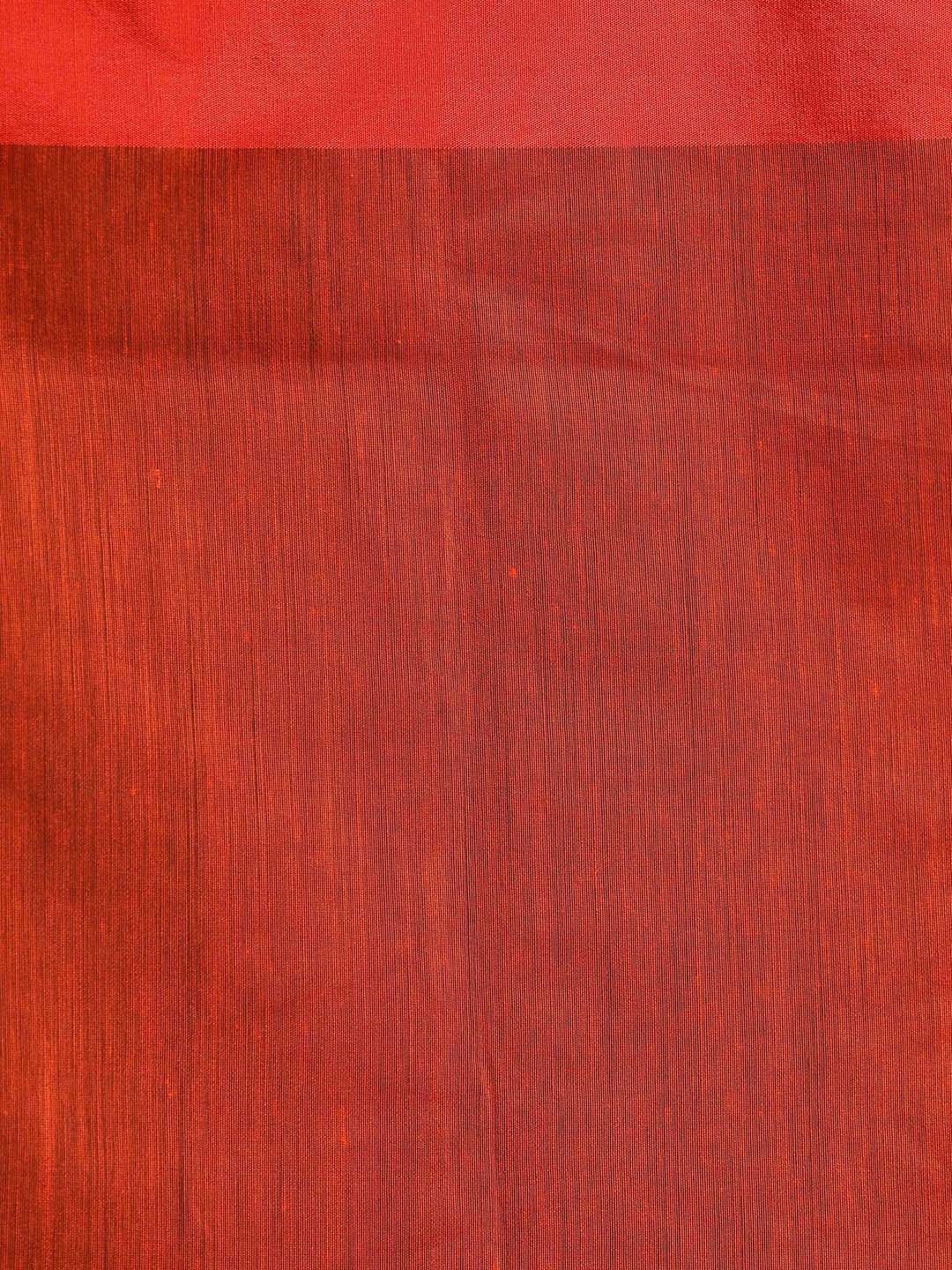 Indethnic Orange and Black Solid Colour Blocked Saree - Saree Detail View