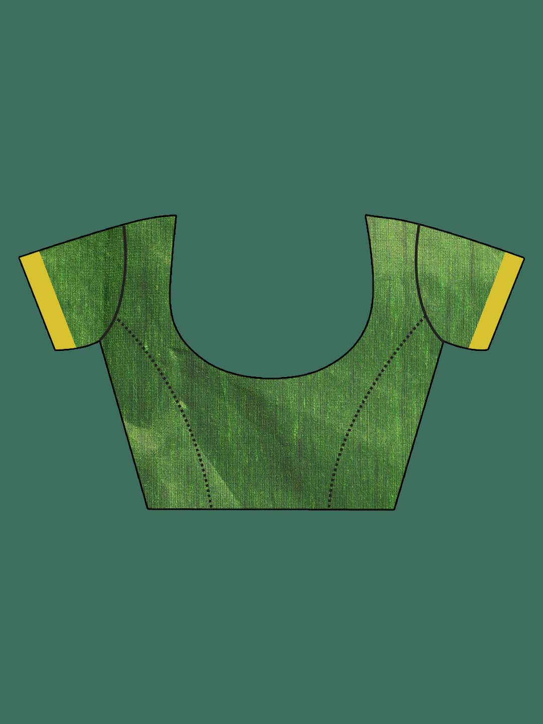 Indethnic Magenta and Green Solid Colour Blocked Saree - Blouse Piece View