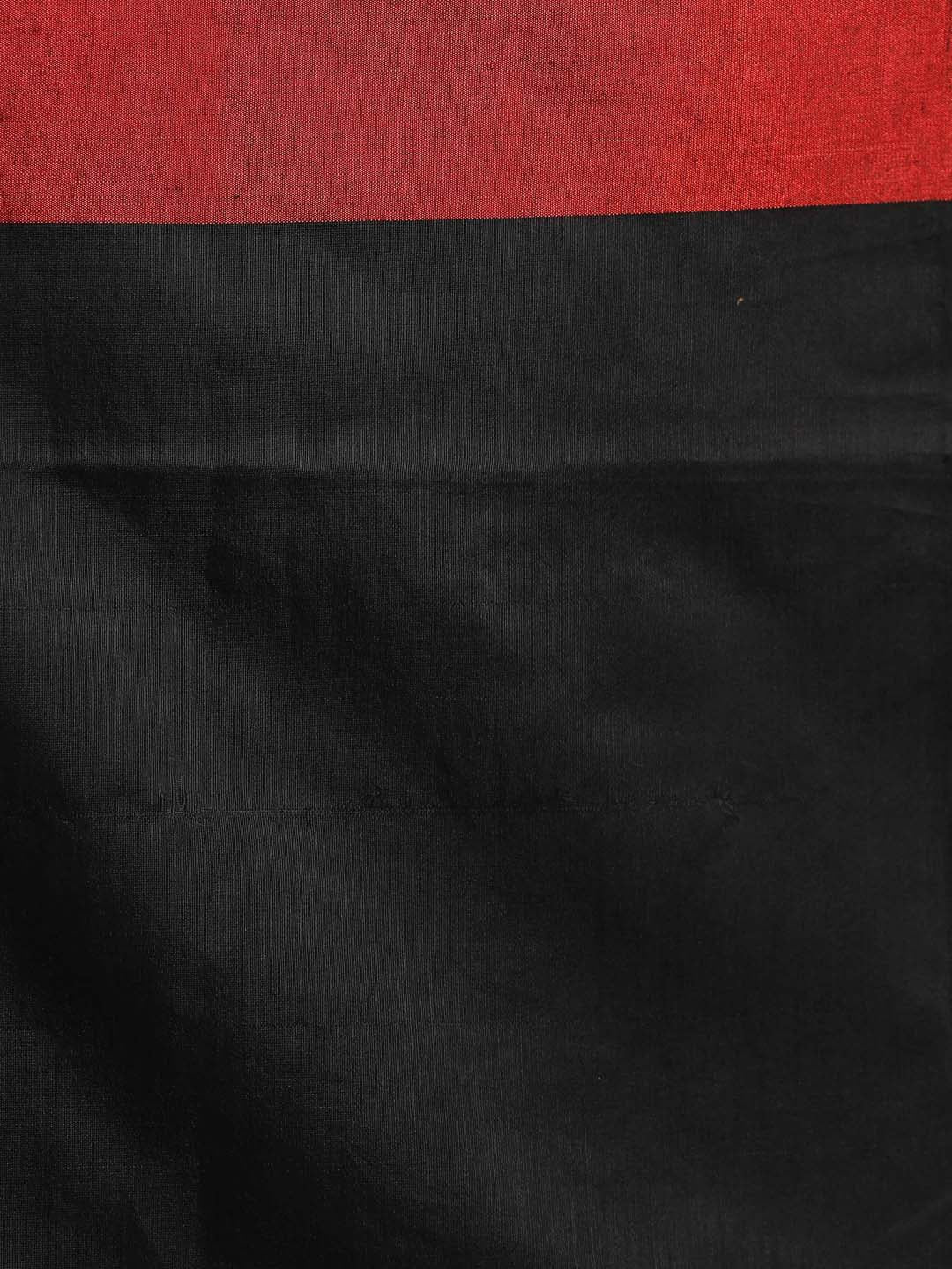 Indethnic Black and red Solid Colour Blocked Saree - Saree Detail View