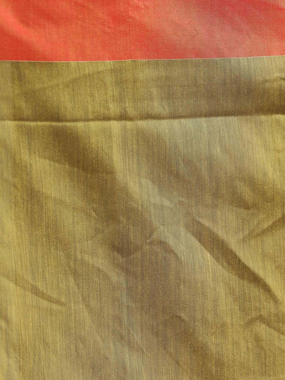 Indethnic Magenta and Beige Solid Colour Blocked Saree - Saree Detail View