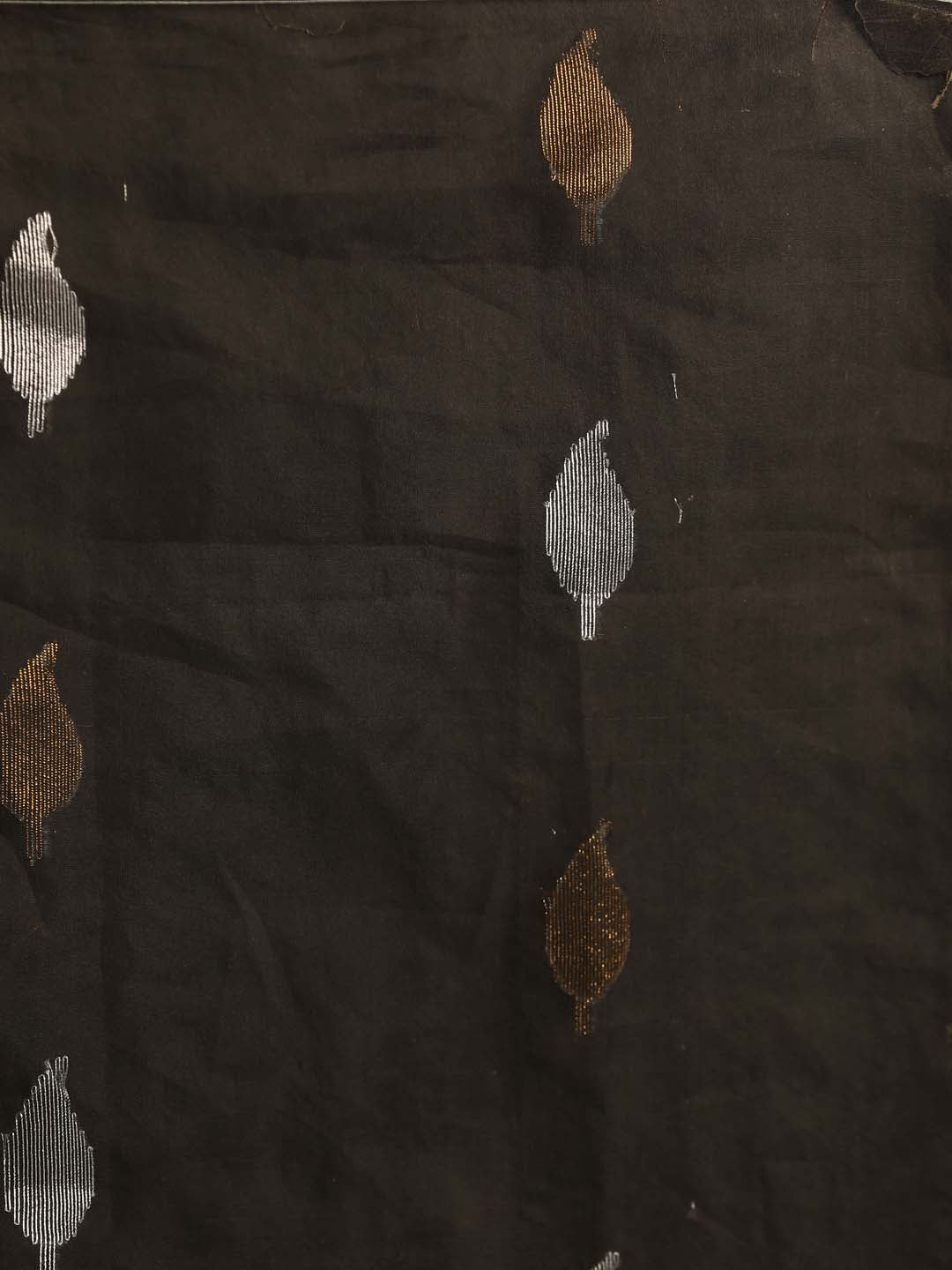 Indethnic Black and Olive Half and Half Tissue Pallu Saree - Saree Detail View