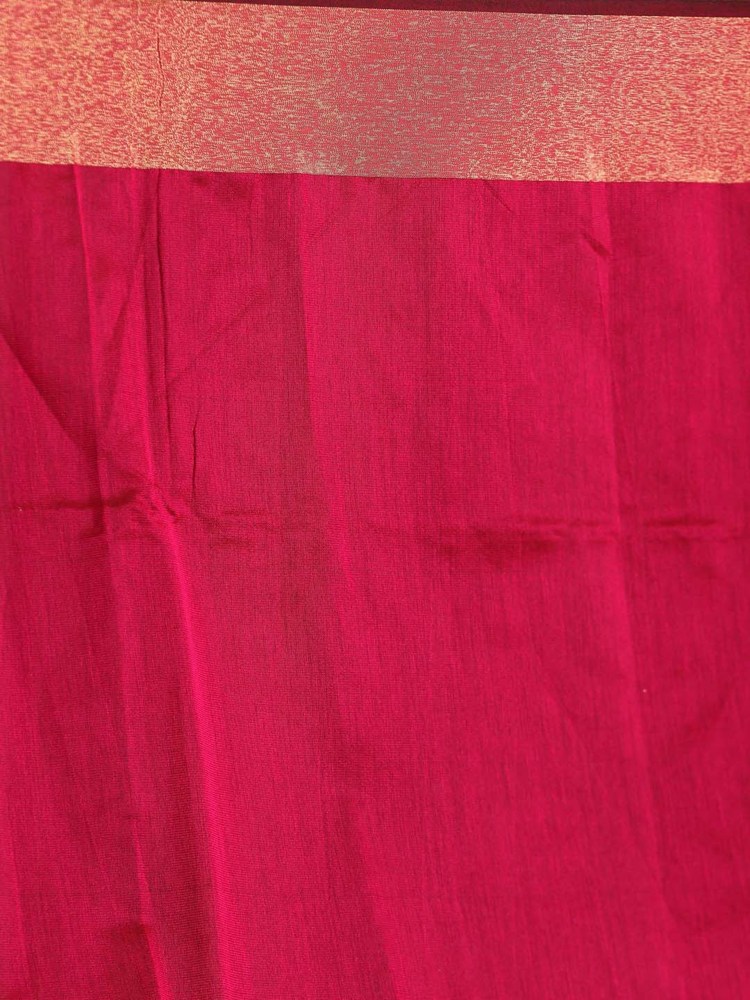 Indethnic Orange Cotton Blend Colour Blocked Design Jamdani - Saree Detail View