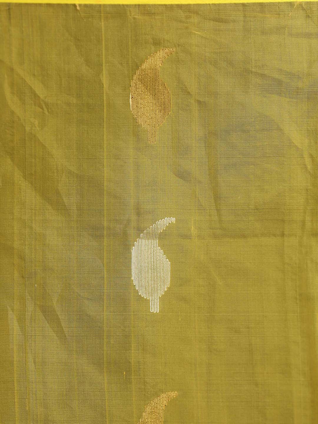Indethnic Yellow and Beige Half and Half Tissue Pallu Saree - Saree Detail View
