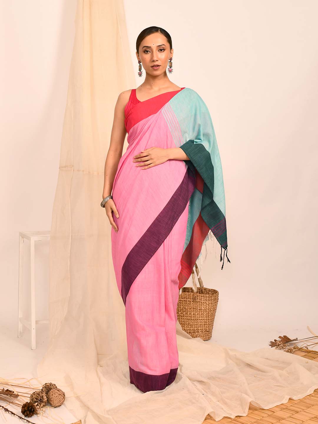 Color Blocked Design Sarees