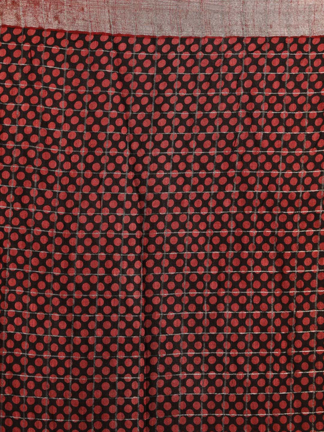 Indethnic Red Liva Printed Saree - Saree Detail View