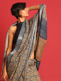 Indethnic Blue Liva Printed Saree - View 1
