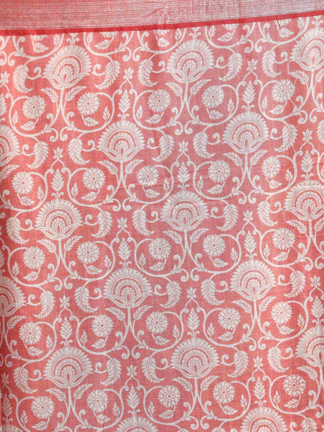 Indethnic Coral Liva Printed Saree - Saree Detail View