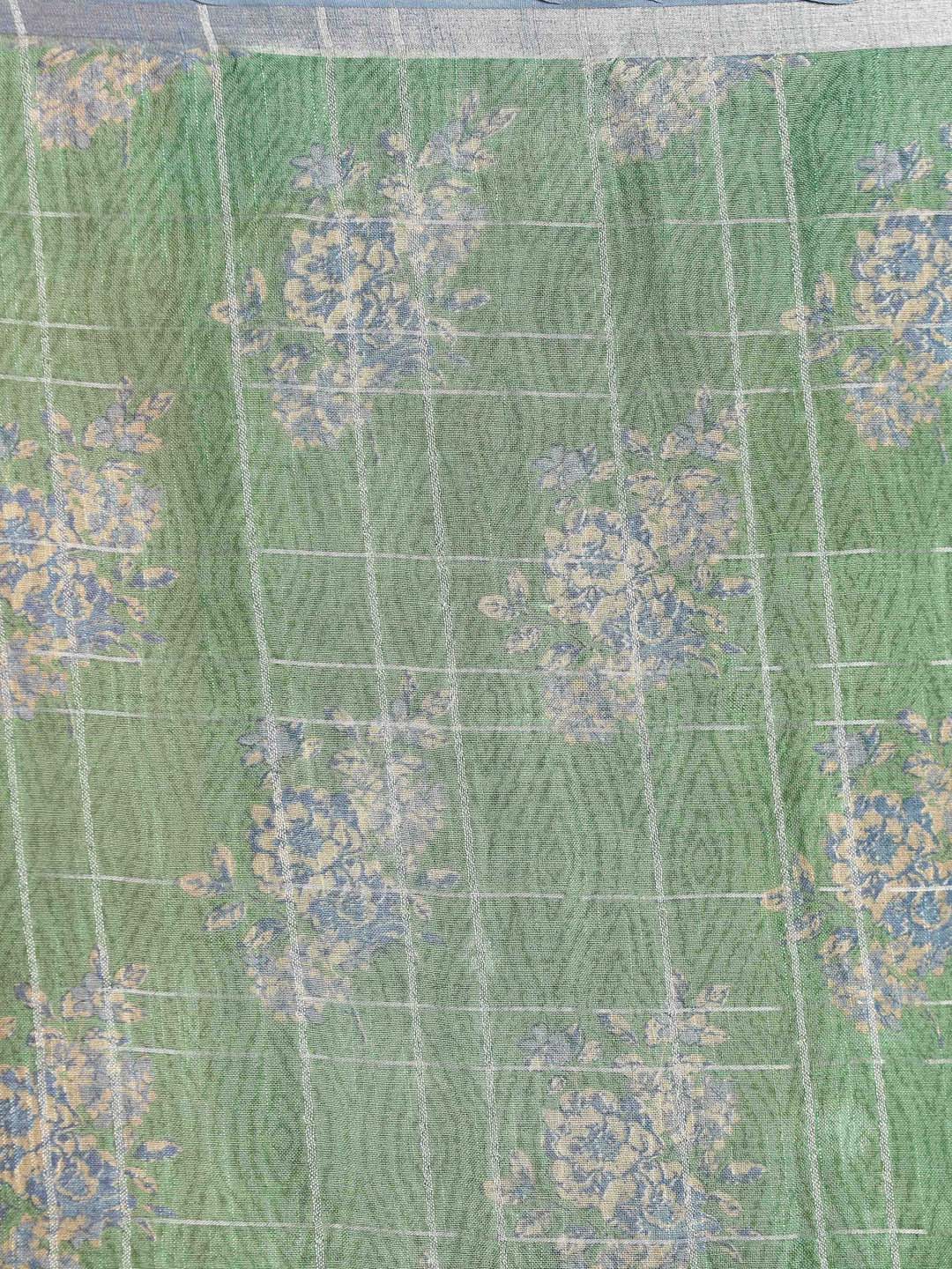Indethnic Green Liva Printed Saree - Saree Detail View