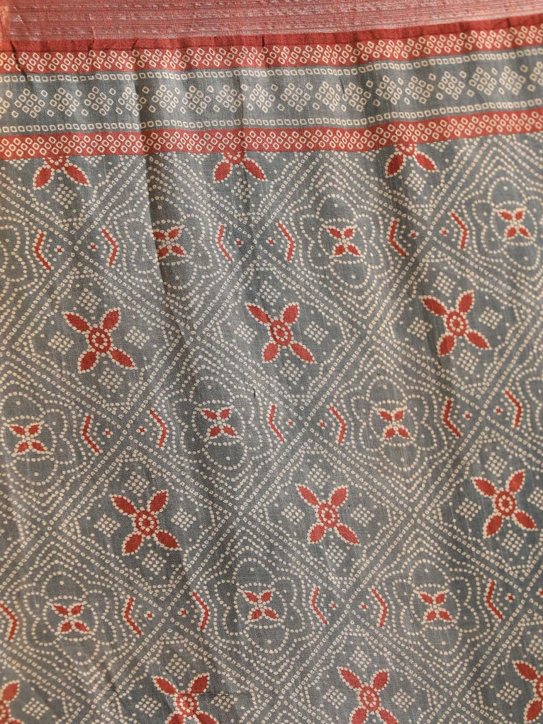 Indethnic Grey Liva Printed Saree - Saree Detail View