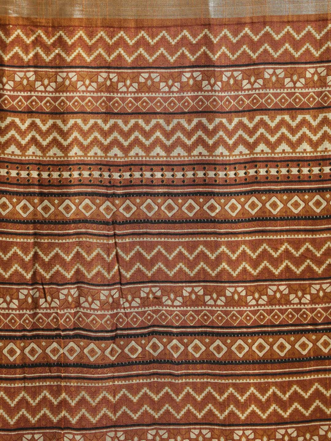 Indethnic Mustard Liva Printed Saree - Saree Detail View