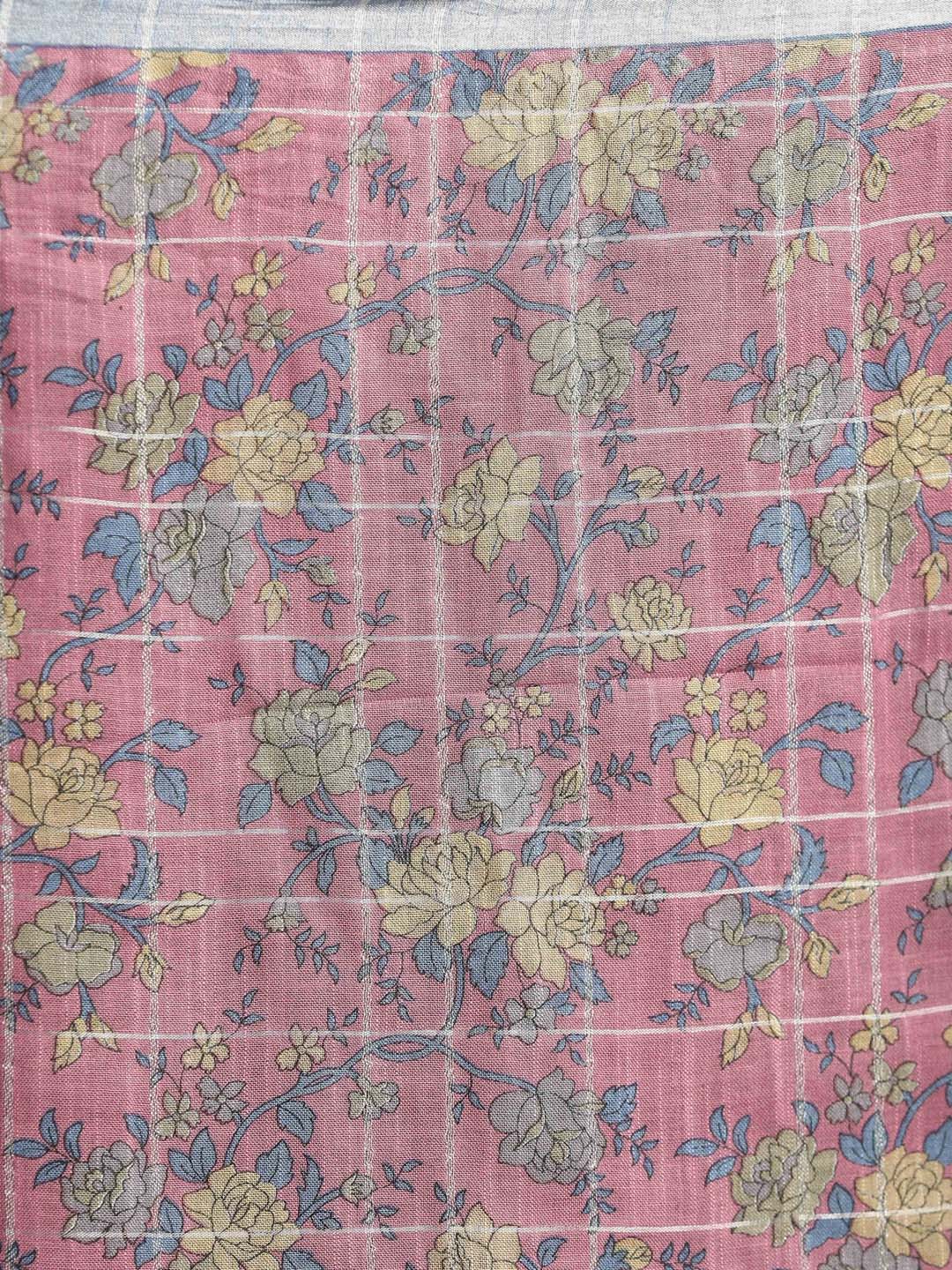 Indethnic Pink Liva Printed Saree - Saree Detail View