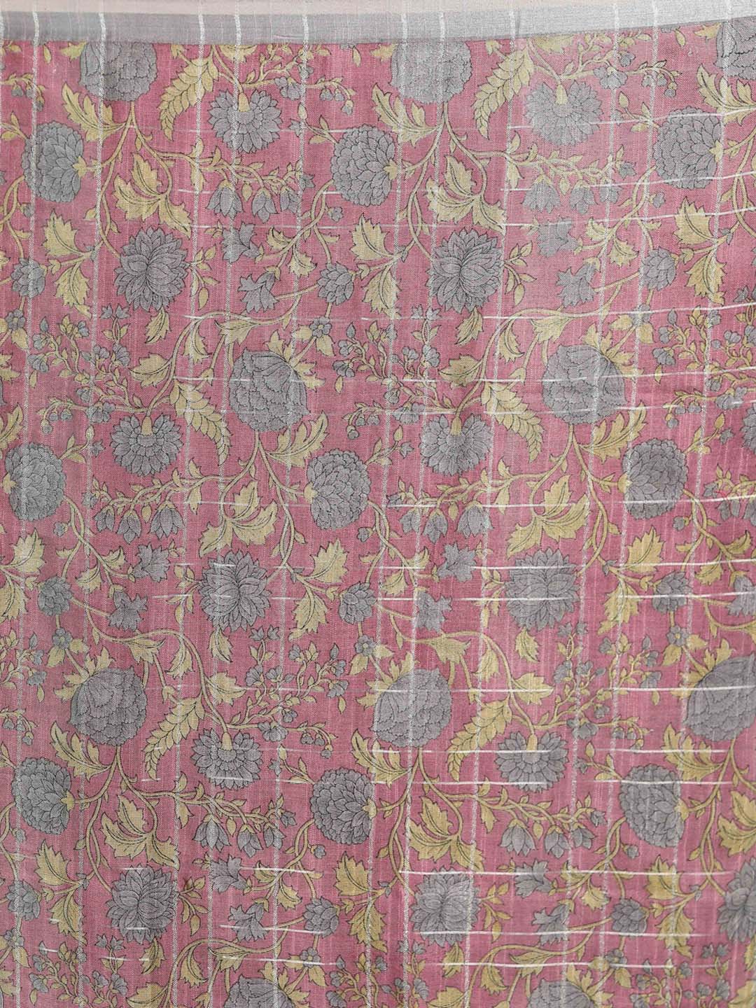 Indethnic Pink Liva Printed Saree - Saree Detail View