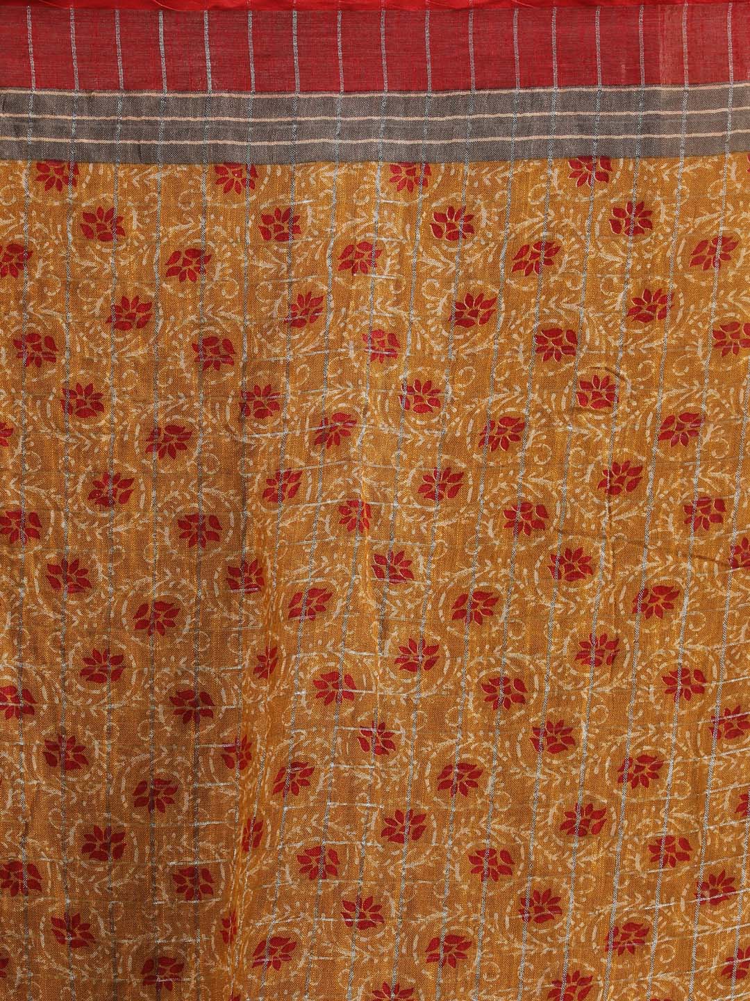 Indethnic Yellow Liva Printed Saree - Saree Detail View