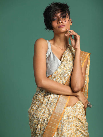 YELLOW RADIANCE (BHAGALPURI LIVA SAREE)
