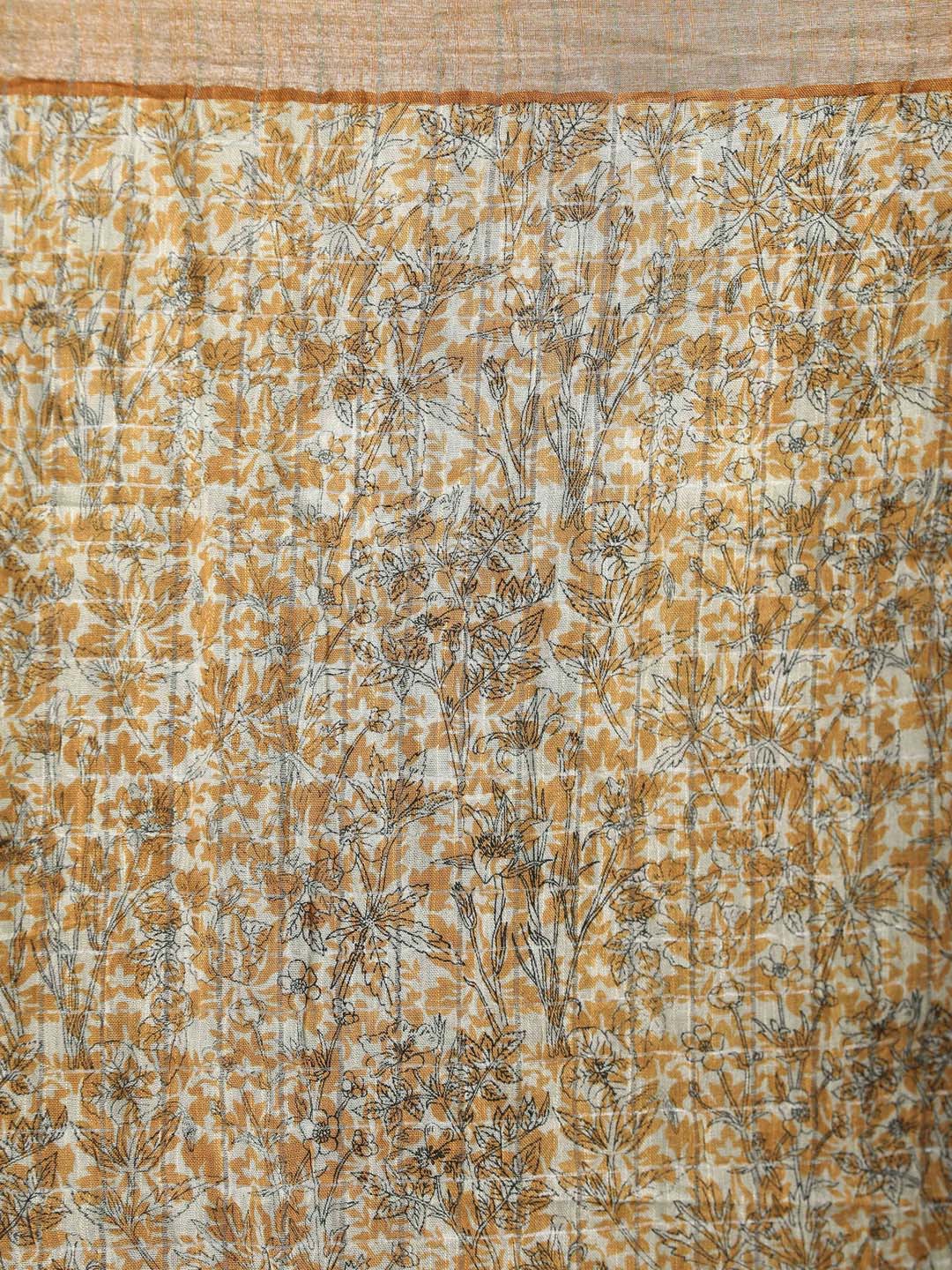 Indethnic Yellow Liva Printed Saree - Saree Detail View