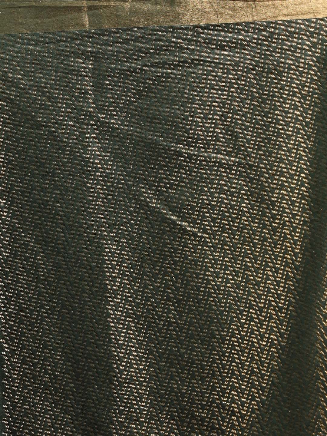 Indethnic Bottle Green Liva Woven Design Saree - Saree Detail View