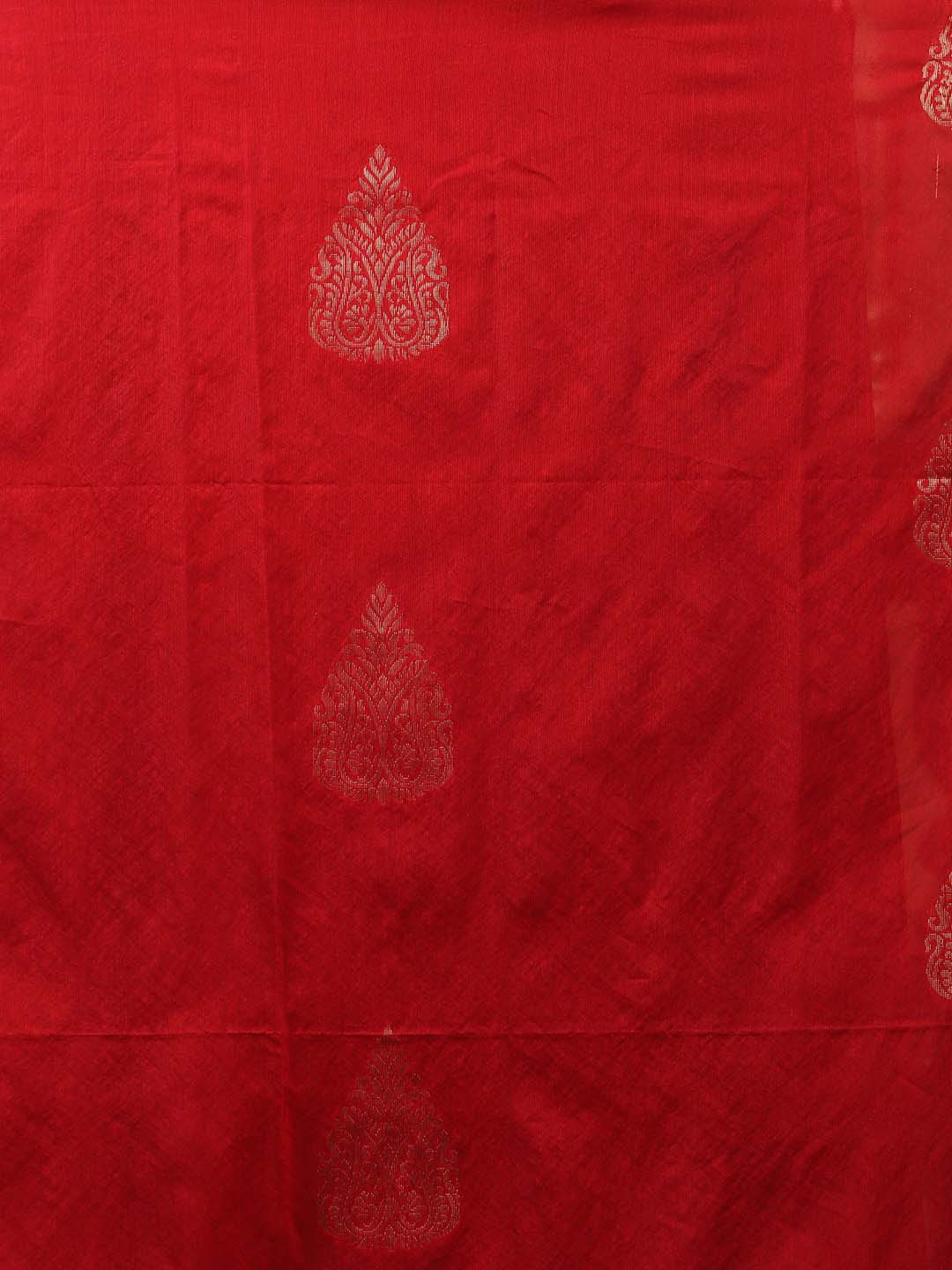 Indethnic Red Pochampally Kora Silk by Cotton Saree - Saree Detail View