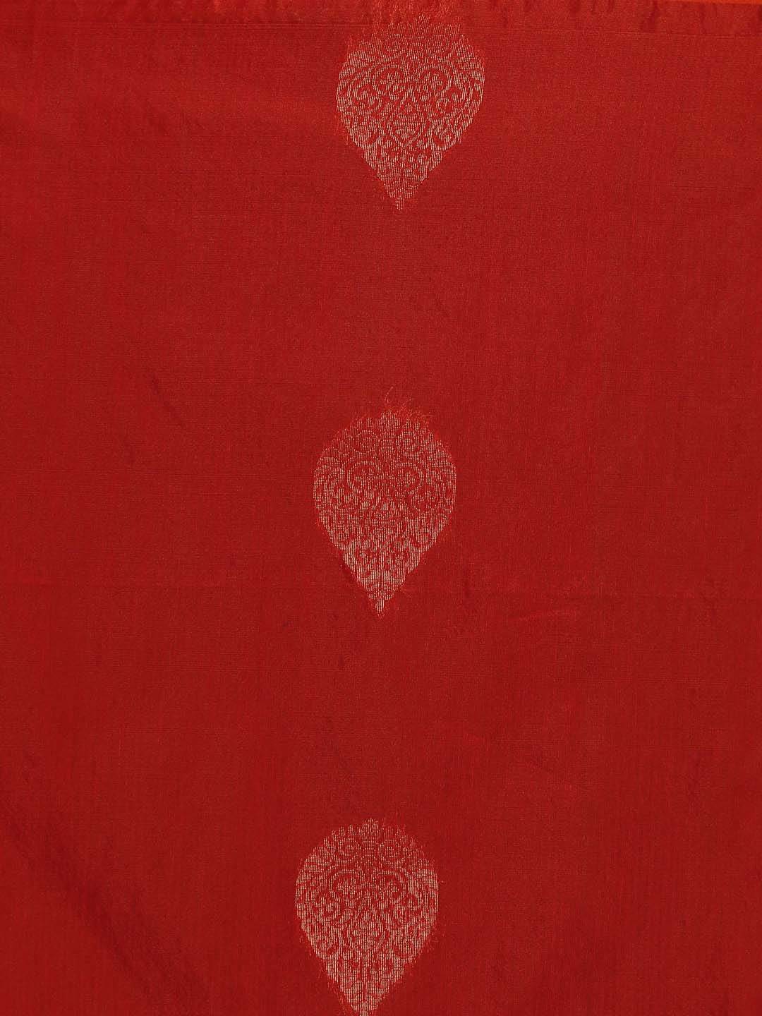 Indethnic Red Pochampally Kora Silk by Cotton Saree - Saree Detail View