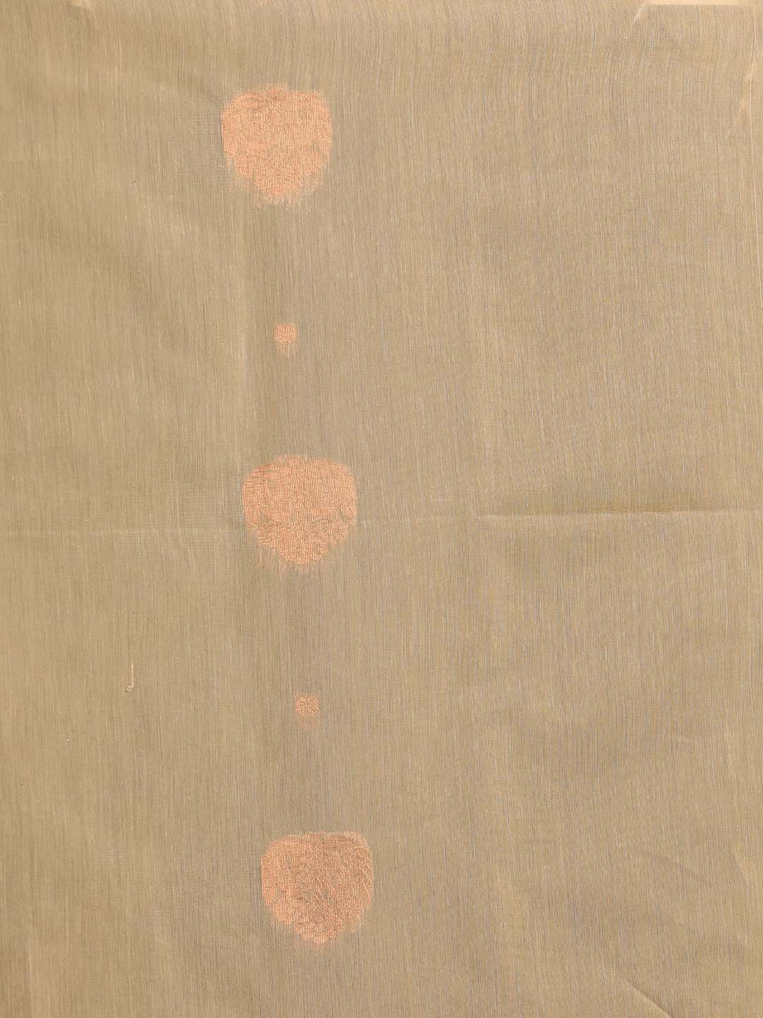 Indethnic Beige Pochampally Kora Silk by Cotton Saree - Saree Detail View