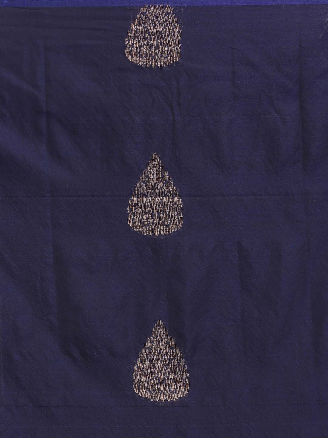 Indethnic Blue Pochampally Kora Silk by Cotton Saree - Saree Detail View