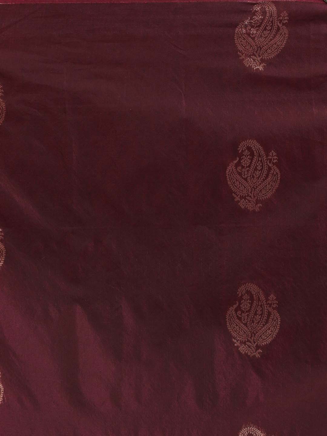 Indethnic Brown Pochampally Kora Silk by Cotton Saree - Saree Detail View