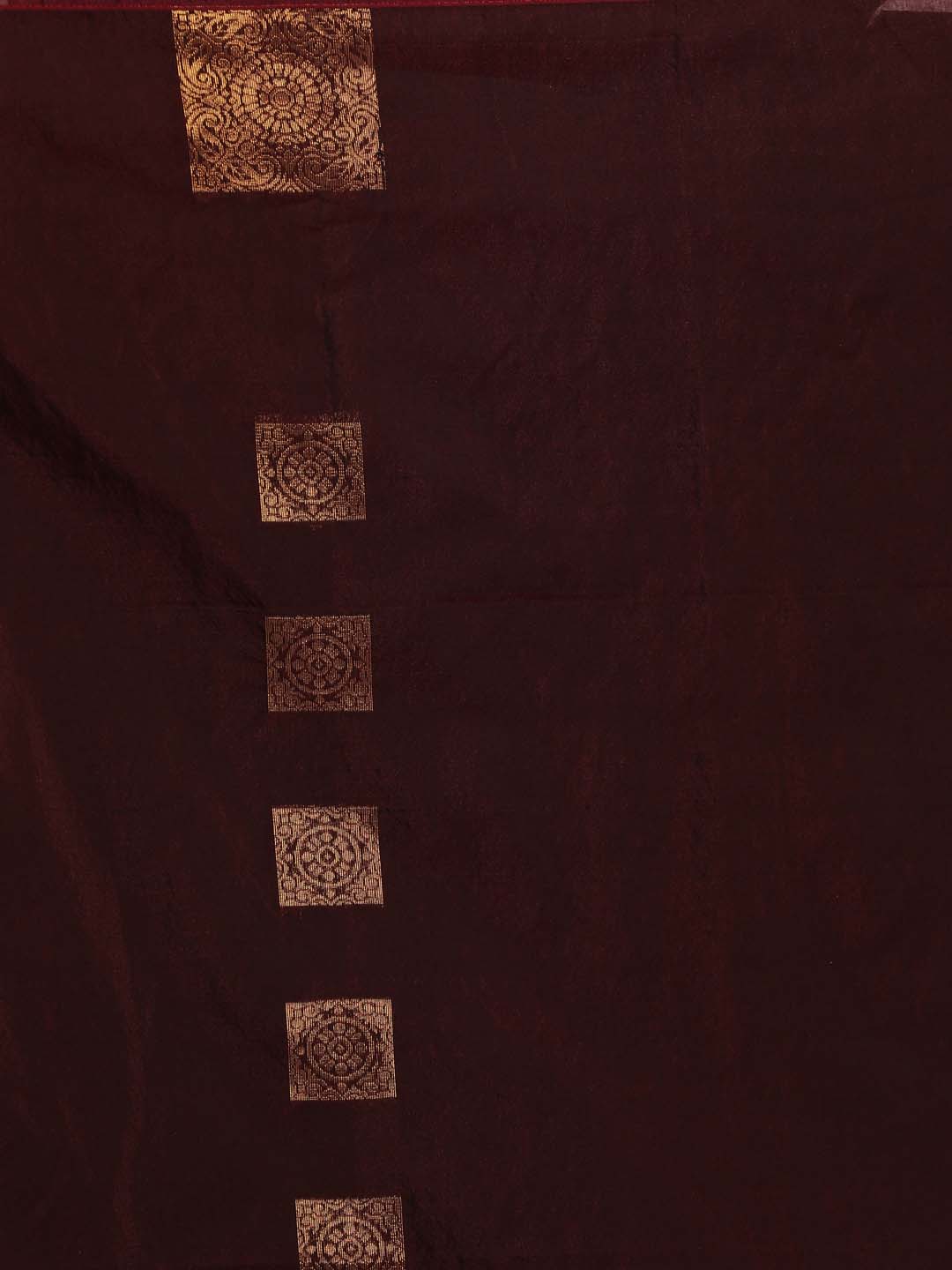 Brown Pochampally Kora Silk by Cotton Saree
