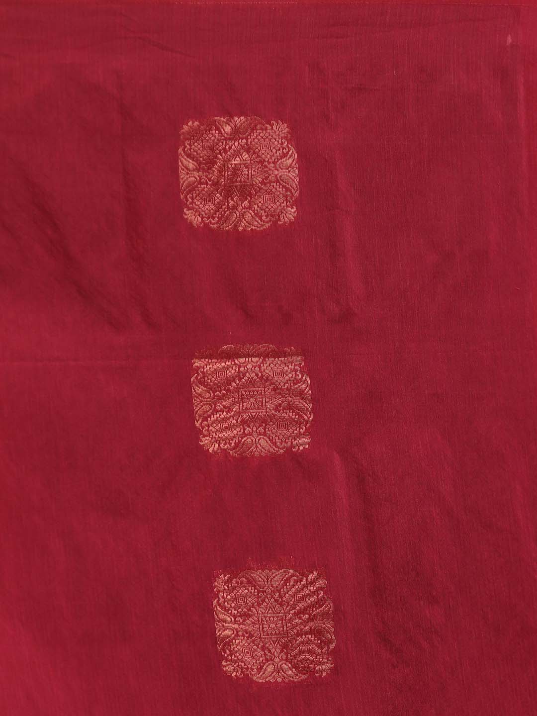 Indethnic Magenta Pochampally Kora Silk by Cotton Saree - Saree Detail View