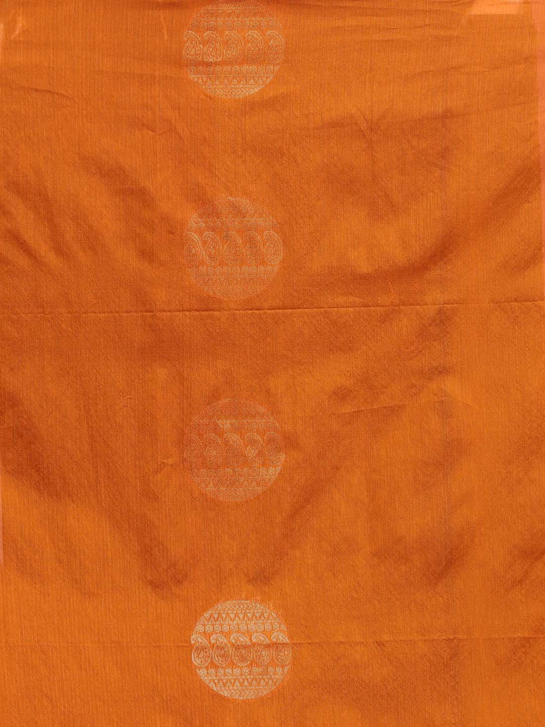 Indethnic Orange Pochampally Kora Silk by Cotton Saree - Saree Detail View