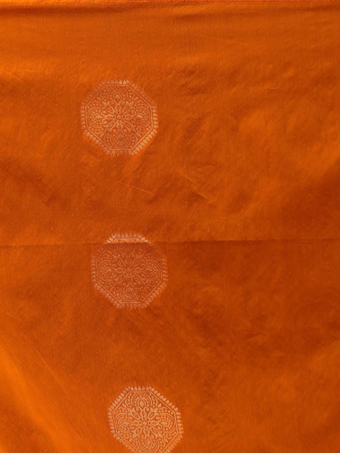 Indethnic Orange Pochampally Kora Silk by Cotton Saree - Saree Detail View