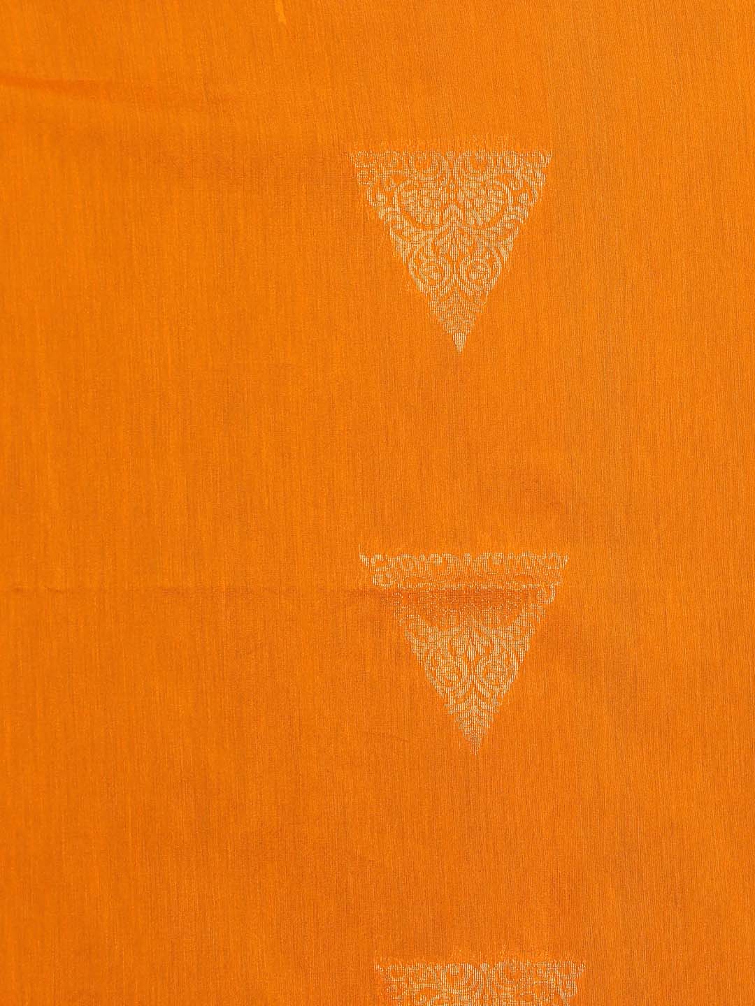 Indethnic Orange Pochampally Kora Silk by Cotton Saree - Saree Detail View