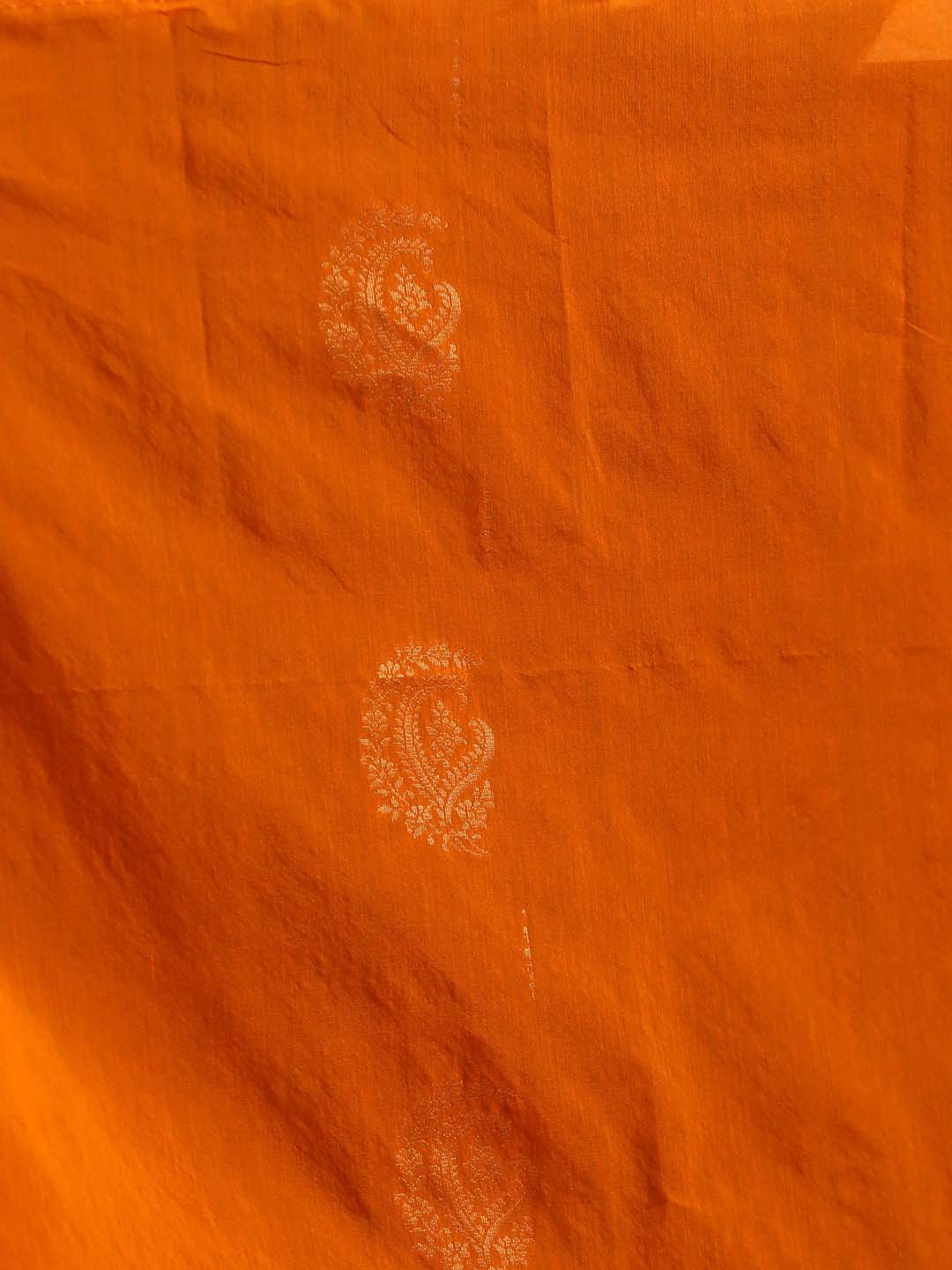 Indethnic Orange Pochampally Kora Silk by Cotton Saree - Saree Detail View