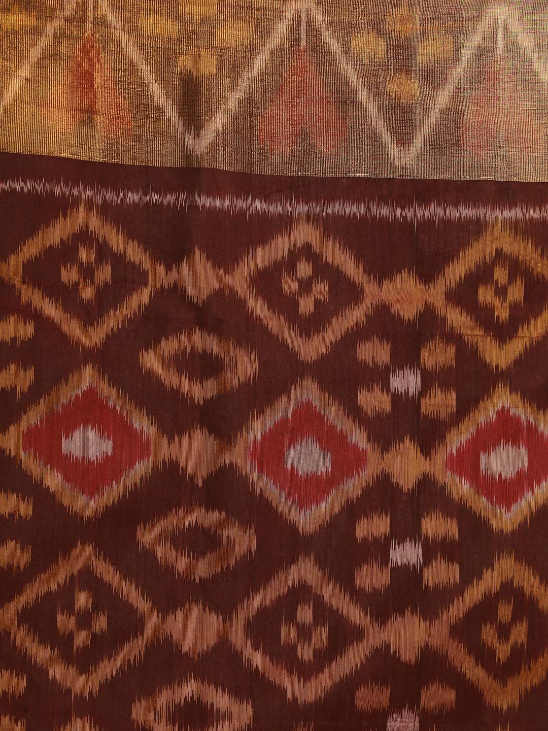 Indethnic Brown Pochampally Ikkat Saree - Saree Detail View