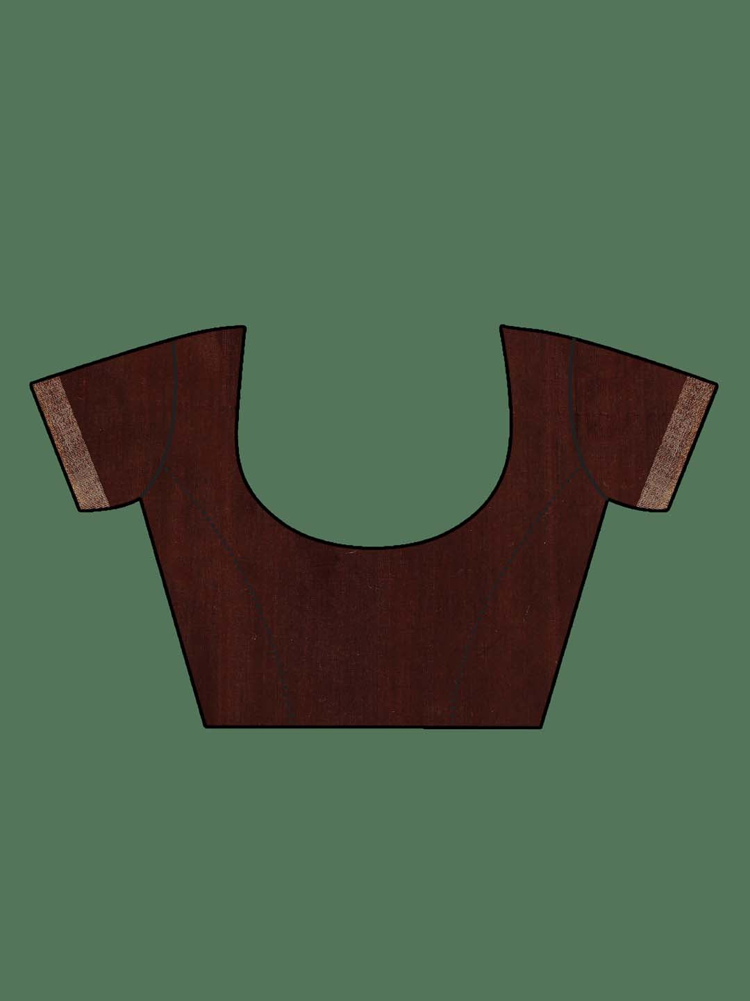 Indethnic Brown Pochampally Ikkat Saree - Blouse Piece View