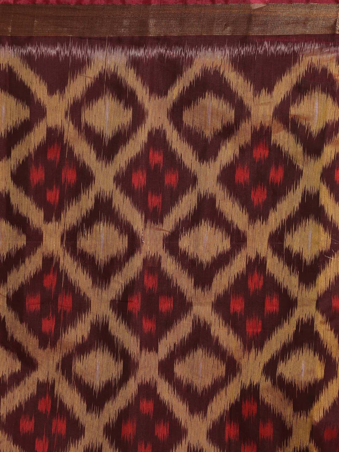 Indethnic Brown Pochampally Ikkat Saree - Saree Detail View