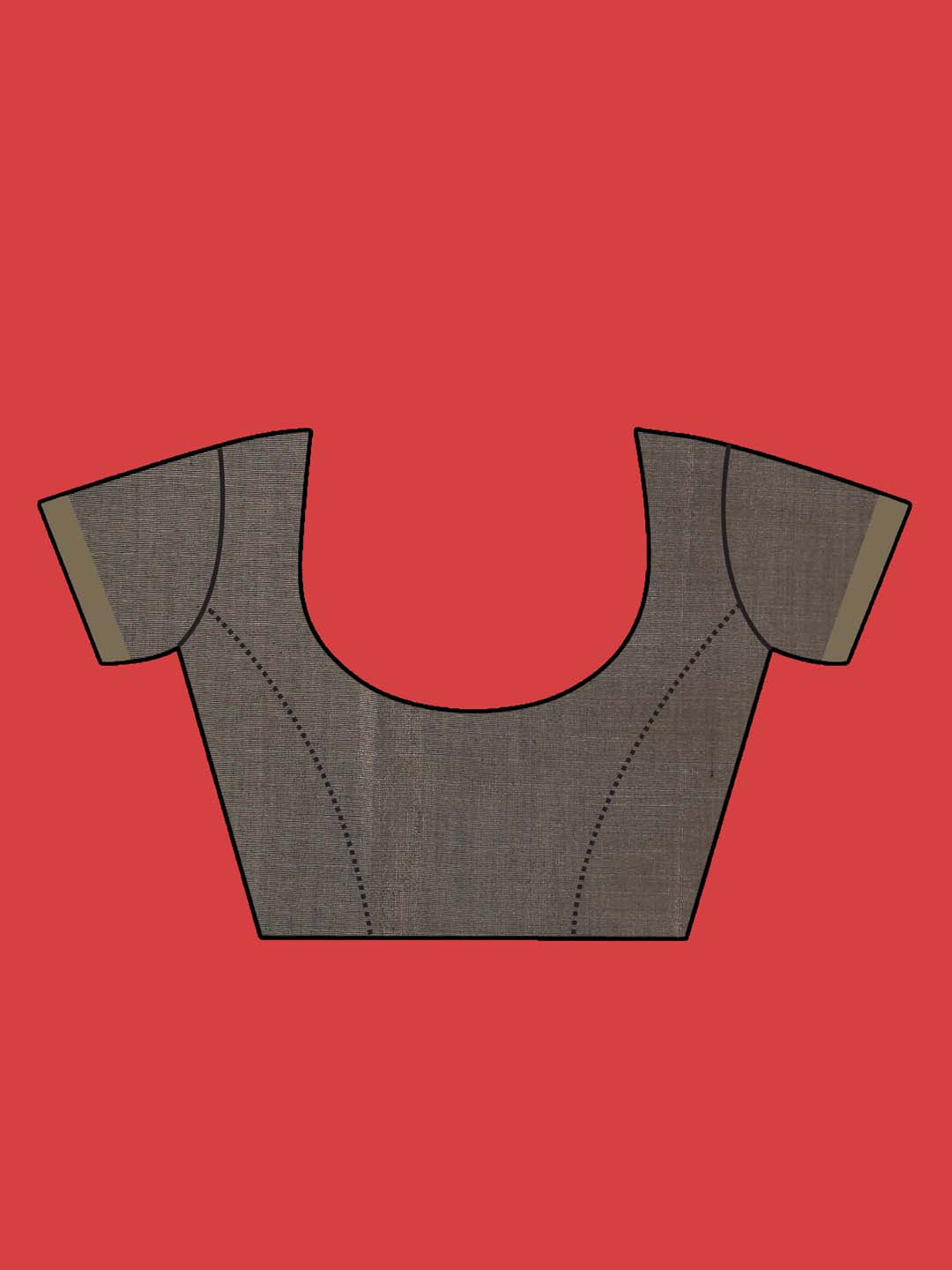 Indethnic Grey Pochampally Ikkat Saree - Blouse Piece View