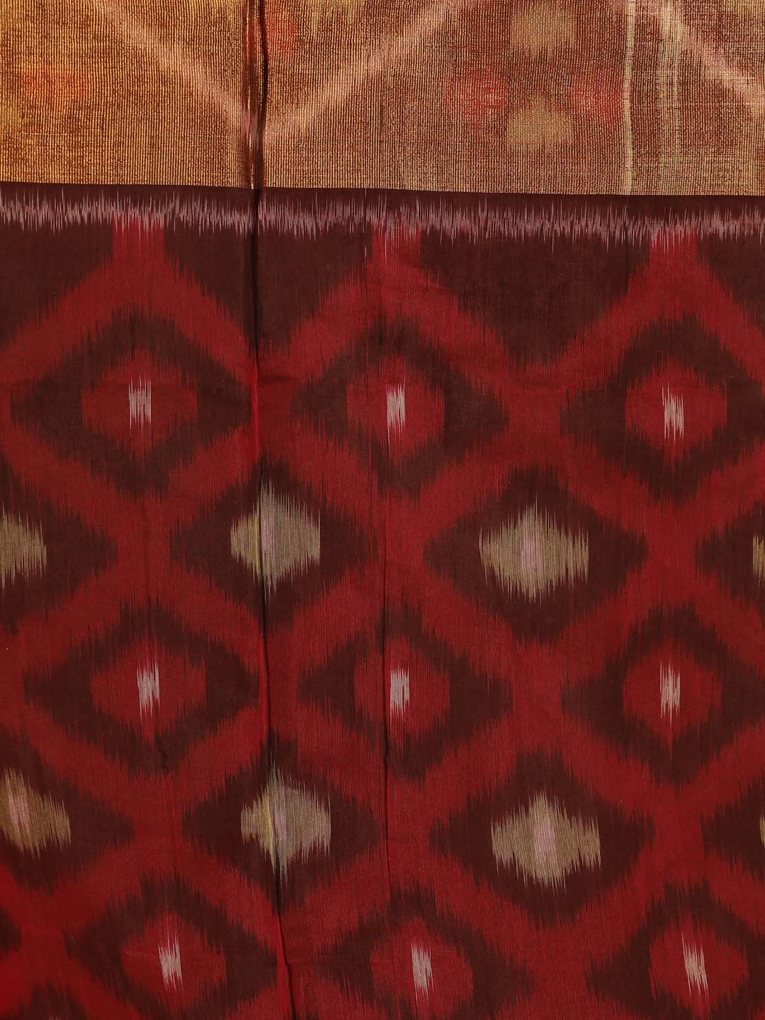 Indethnic Maroon Pochampally Ikkat Saree - Saree Detail View