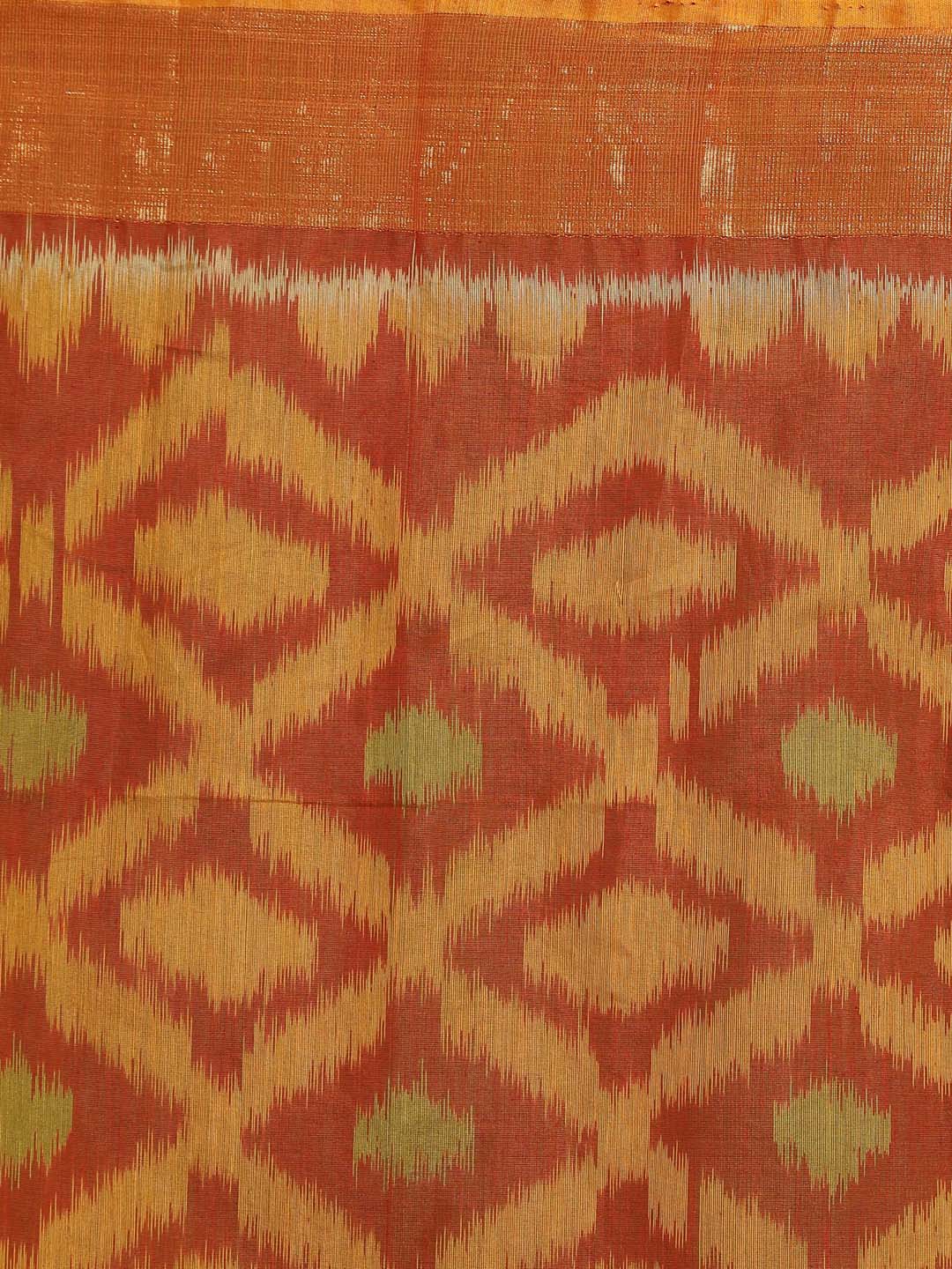 Indethnic Orange Pochampally Ikkat Saree - Saree Detail View