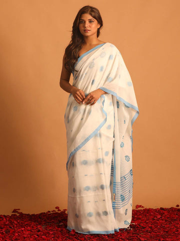 AZURE HARMONY (BENGAL HANDLOOM 100% PURE COTTON SAREE)