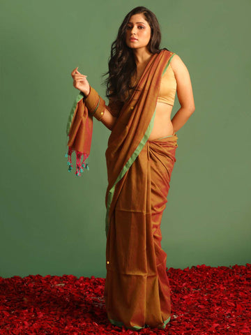 SUNSET EMBER (BENGAL HANDLOOM 100% PURE COTTON SAREE)