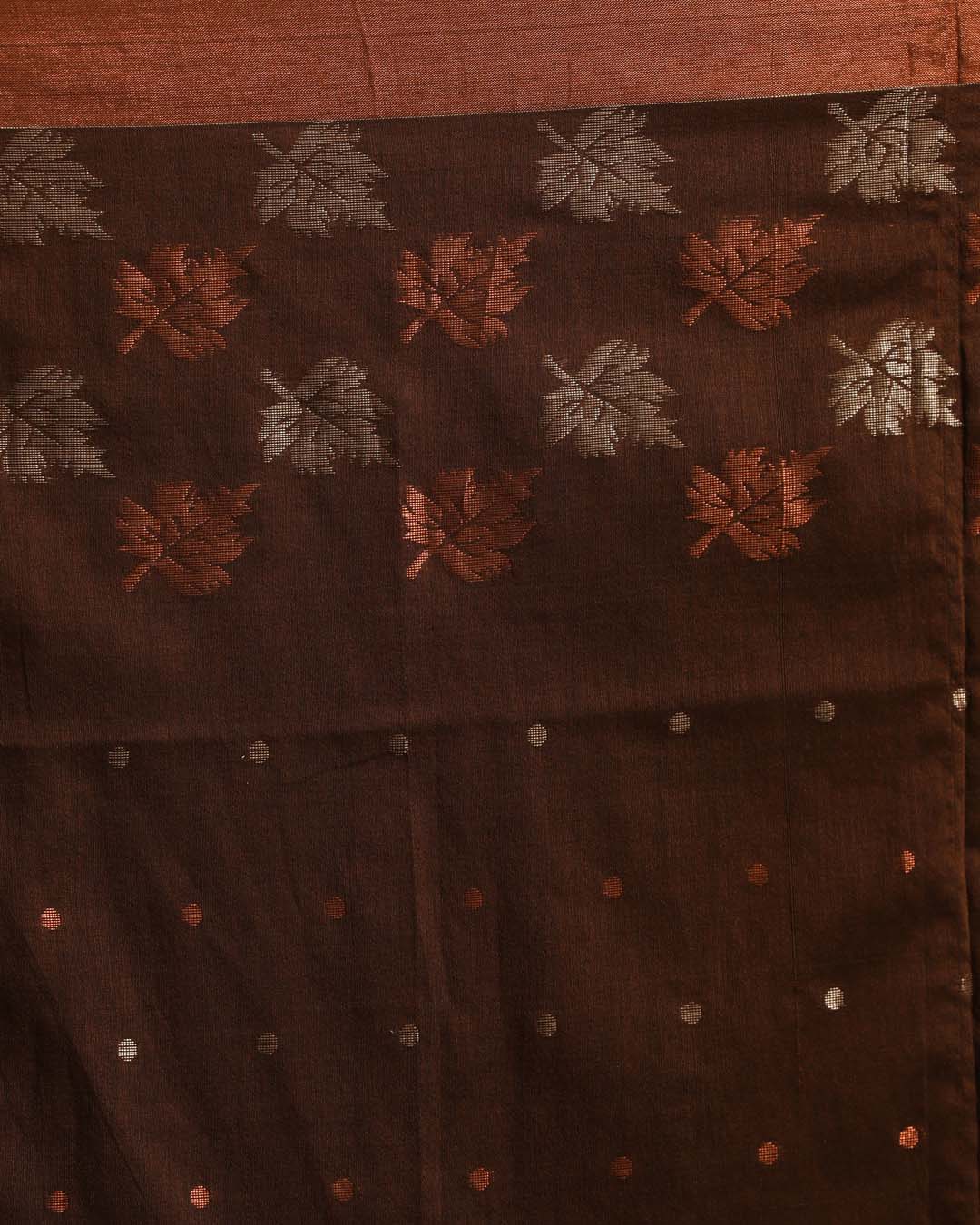 Indethnic Brown Solid Daily Wear - Saree Detail View