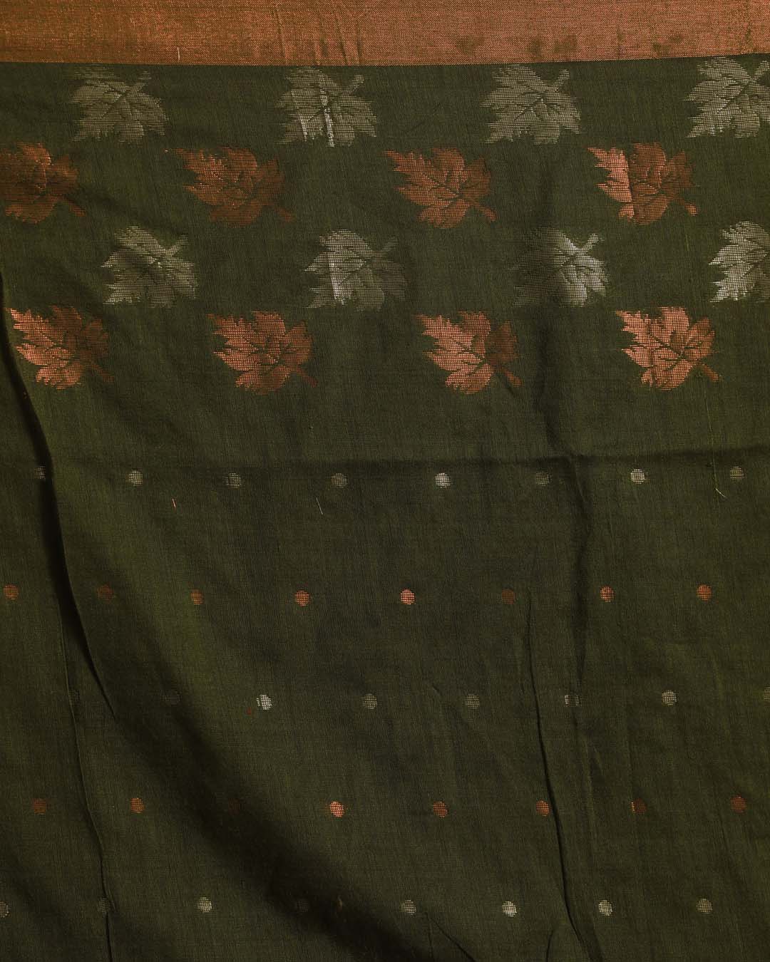 Indethnic Green Solid Daily Wear - Saree Detail View