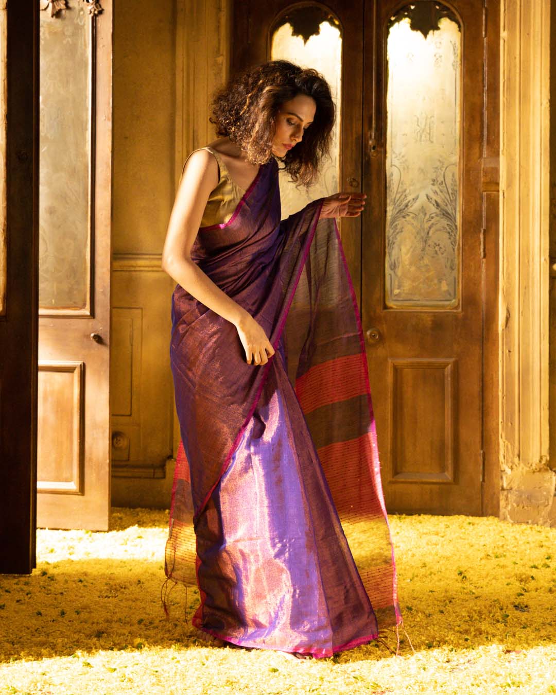 Indethnic Purple Solid Party Wear - View 1